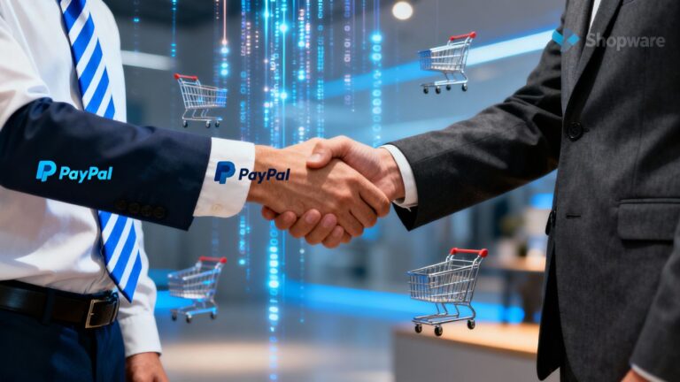 Shopware und PayPal Händeschütteln im E-Commerce