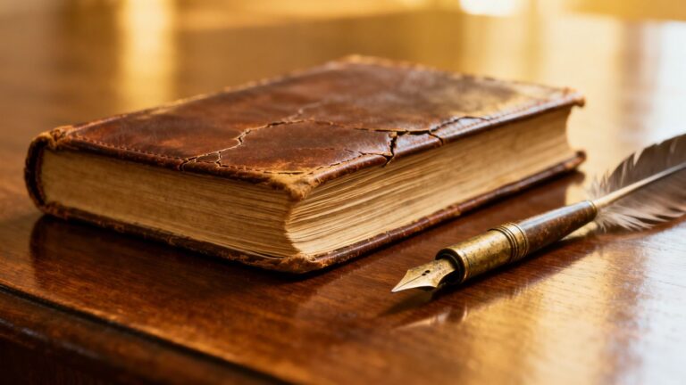 Altes, zerschlissenes Testament mit Federkiel auf Holztisch. So könnte der Arbeitsplatz eines Steuerberaters vor 200 Jahren ausgesehen haben. Heute arbeiten moderne Steuerkanzleien mit Fokus auf E-Commerce digital und mit Hilfe von KI, um Onlinehändler mit dem OSS-Verfahren und Umsatzsteuervoranmeldung zu unterstützen.