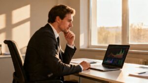 Steuerberater im Büro mit Laptop