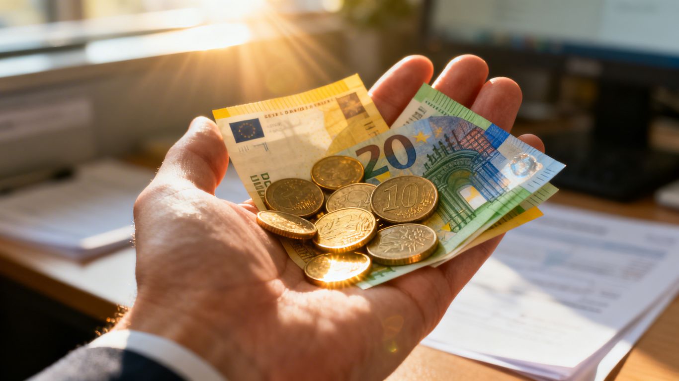 Geld und Münzen in der Hand